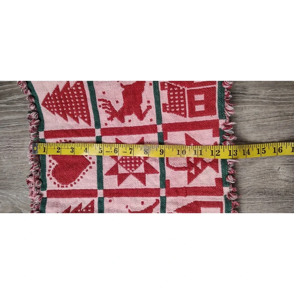 Holiday Woven Table Runner Tapestry Reindeer Trees Home Nordic Folk Fringe 13x66